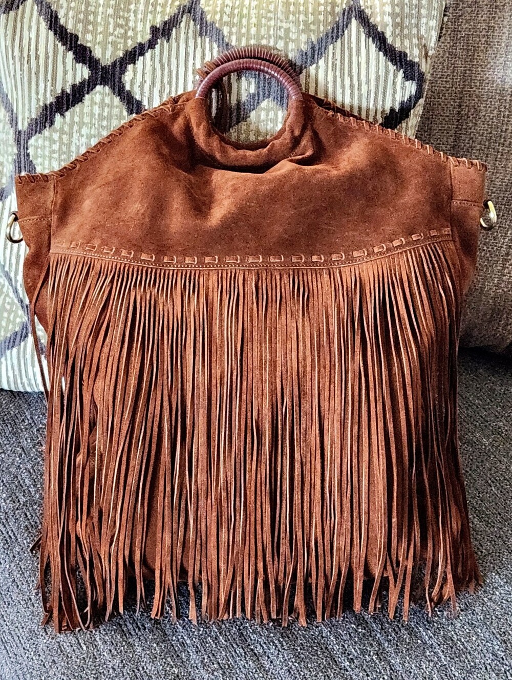 🔴SOLD🔴🐎RARE Ralph Lauren🐎 - Brown Suede Fringe Hobo Bag w/Crossbody Strap - Picture 3 of 15